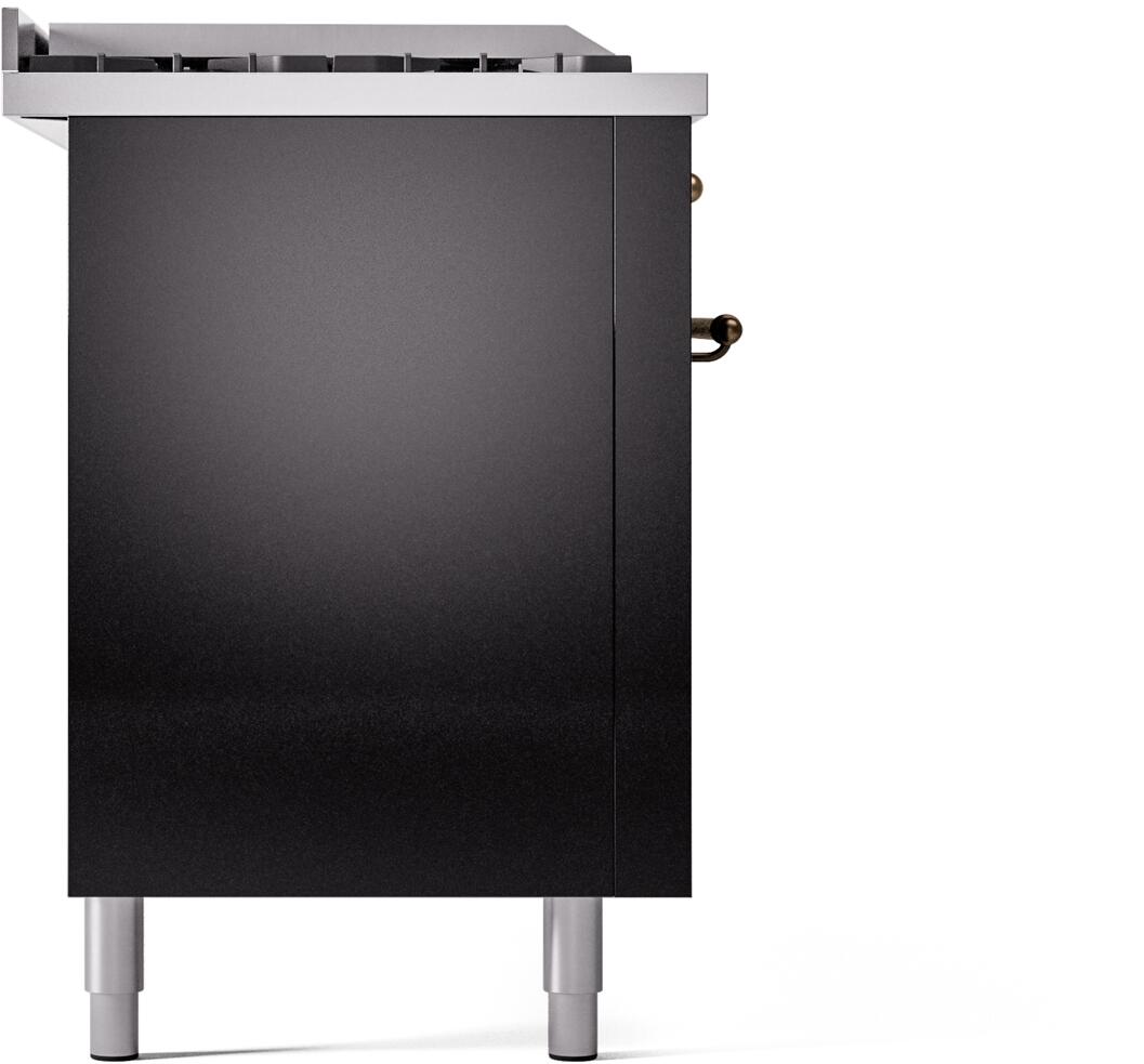 ILVE Nostalgie II 60-Inch Dual Fuel Freestanding Range in Glossy Black with Bronze Trim (UP60FSNMPBKB)