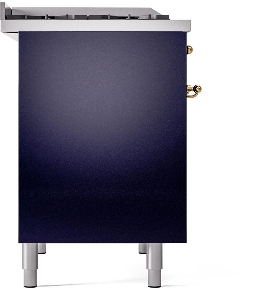 ILVE Nostalgie II 40-Inch Dual Fuel Freestanding Range in Midnight Blue with Brass Trim (UPD40FNMPMBG)