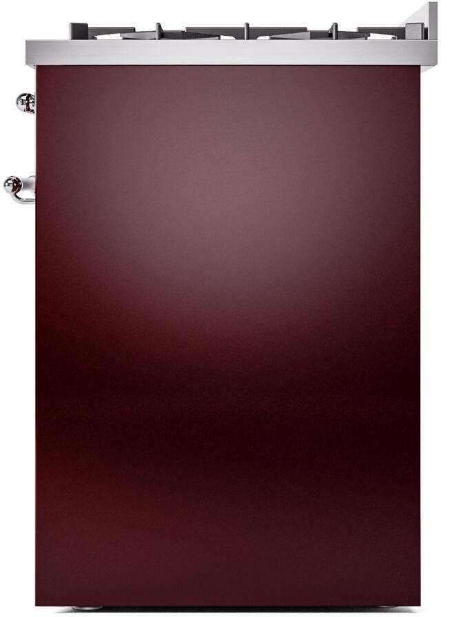 ILVE Nostalgie II 30-Inch Dual Fuel Freestanding Range in Burgundy with Chrome Trim (UP30NMPBUC)