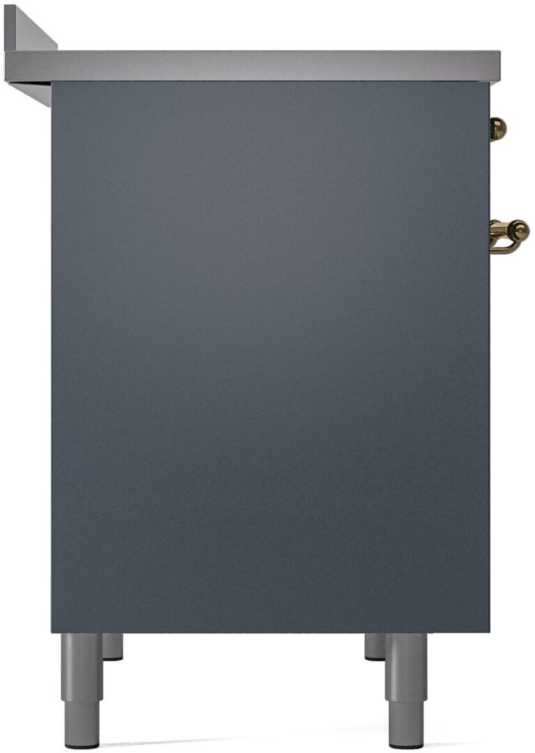 ILVE Nostalgie II 40-Inch Freestanding Electric Induction Range in Blue Grey with Brass Trim (UPDI406NMPBGG)