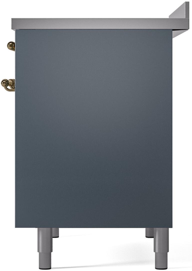 ILVE Nostalgie II 40-Inch Freestanding Electric Induction Range in Blue Grey with Brass Trim (UPDI406NMPBGG)