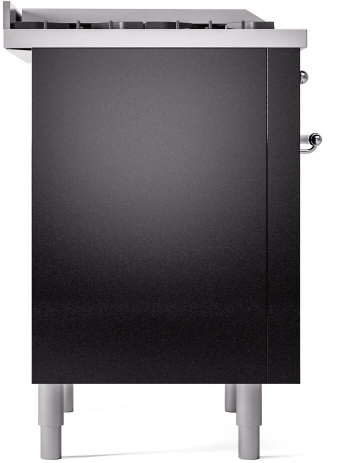 ILVE Nostalgie II 36-Inch Dual Fuel Freestanding Range in Glossy Black with Chrome Trim (UP36FNMPBKC)