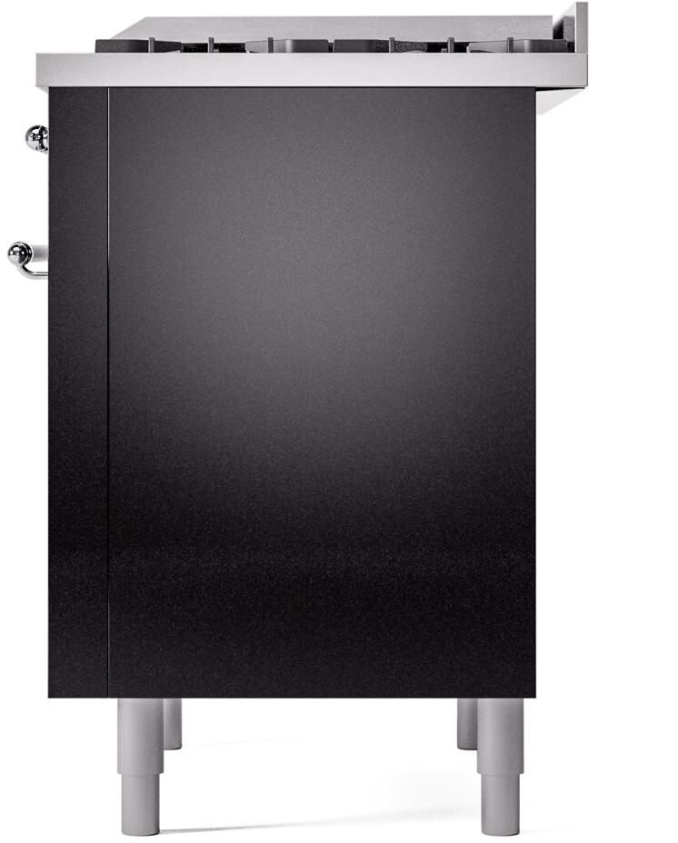 ILVE Nostalgie II 36-Inch Dual Fuel Freestanding Range in Glossy Black with Chrome Trim (UP36FNMPBKC)