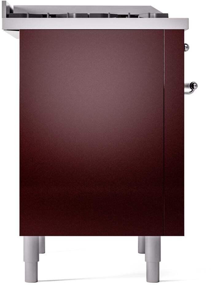 ILVE Nostalgie II 36-Inch Dual Fuel Freestanding Range in Burgundy with Chrome Trim (UP36FNMPBUC)