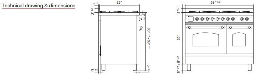 ILVE Nostalgie II 40-Inch Dual Fuel Freestanding Range in Matte Graphite with Copper Trim (UPD40FNMPMGP)