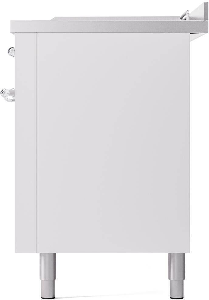 ILVE Nostalgie II 60-Inch Dual Fuel Freestanding Range in White with Chrome Trim (UP60FSNMPWHC)