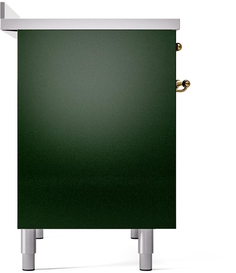 ILVE Nostalgie II 40-Inch Freestanding Electric Induction Range in Emerald Green with Brass Trim (UPDI406NMPEGG)