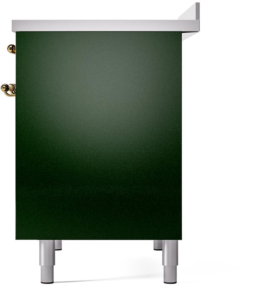 ILVE Nostalgie II 40-Inch Freestanding Electric Induction Range in Emerald Green with Brass Trim (UPDI406NMPEGG)