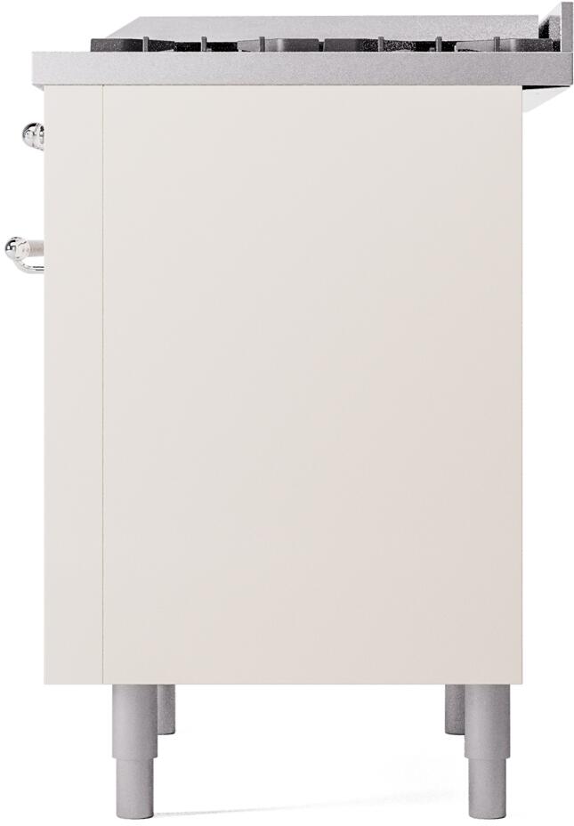 ILVE Nostalgie II 36-Inch Dual Fuel Freestanding Range in Antique White with Chrome Trim (UP36FNMPAWC)