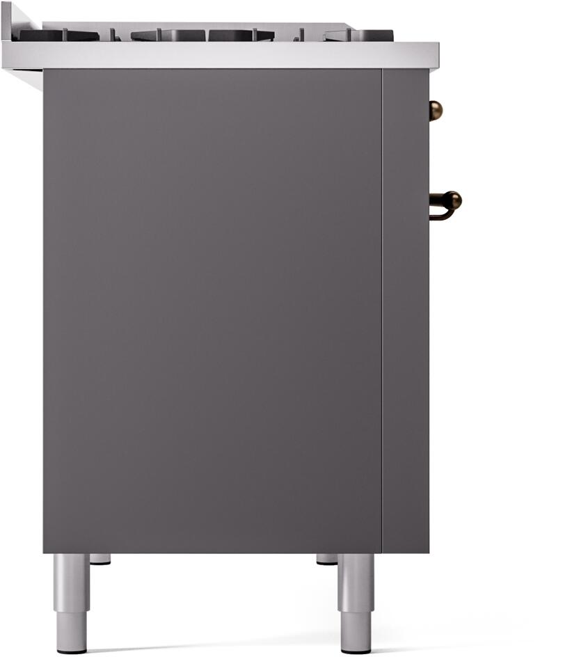 ILVE Nostalgie II 48-Inch Dual Fuel Freestanding Range in Matte Graphite with Bronze Trim (UP48FNMPMGB)