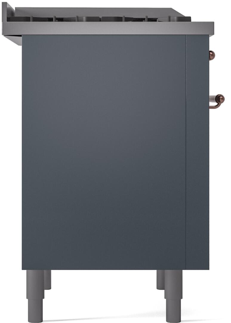 ILVE Nostalgie II 36-Inch Dual Fuel Freestanding Range in Blue Grey with Copper Trim (UP36FNMPBGP)