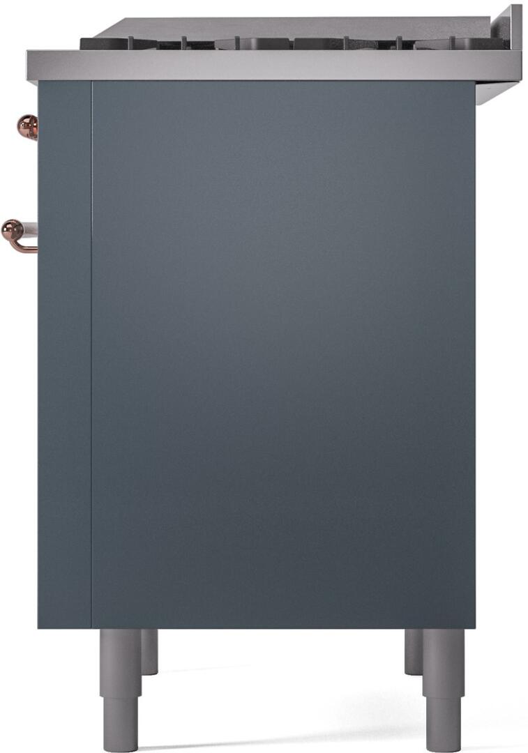 ILVE Nostalgie II 36-Inch Dual Fuel Freestanding Range in Blue Grey with Copper Trim (UP36FNMPBGP)