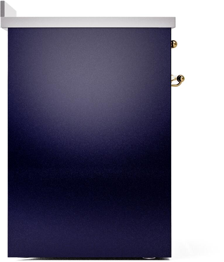 ILVE Nostalgie II 30-Inch Freestanding Electric Induction Range in Midnight Blue with Brass Trim (UPI304NMPMBG)