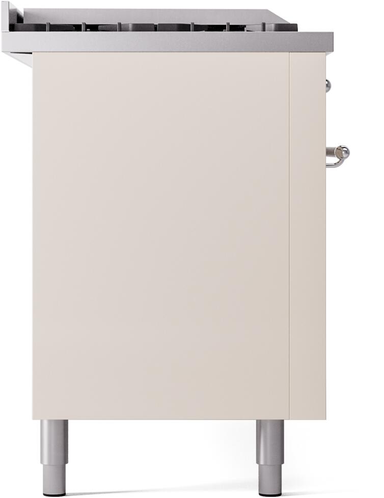 ILVE Nostalgie II 60-Inch Dual Fuel Freestanding Range in Antique White with Chrome Trim (UP60FSNMPAWC)