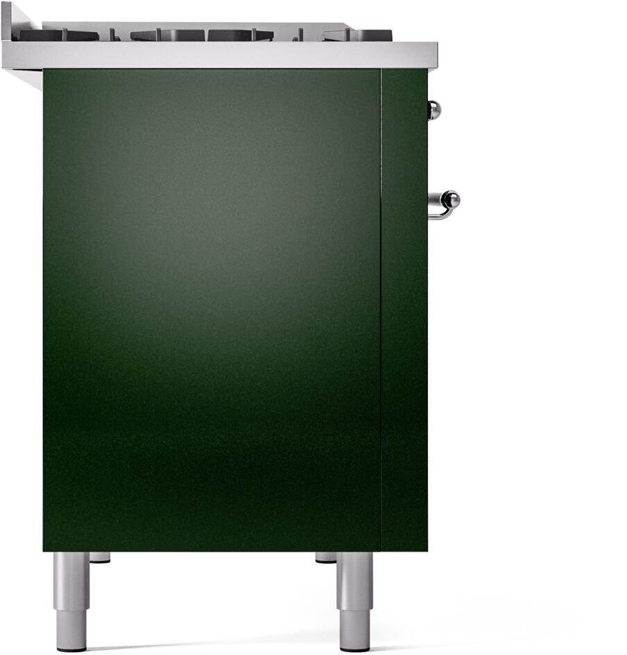 ILVE Nostalgie II 48-Inch Dual Fuel Freestanding Range in Emerald Green with Chrome Trim (UP48FNMPEGC)