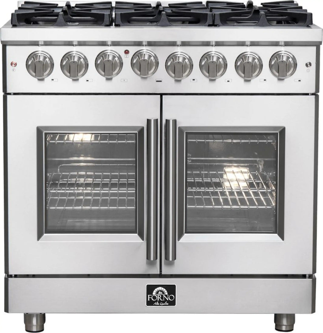 Forno Massimo 36-Inch Freestanding French Door Dual Fuel Range in Stainless Steel (FFSGS6325-36)