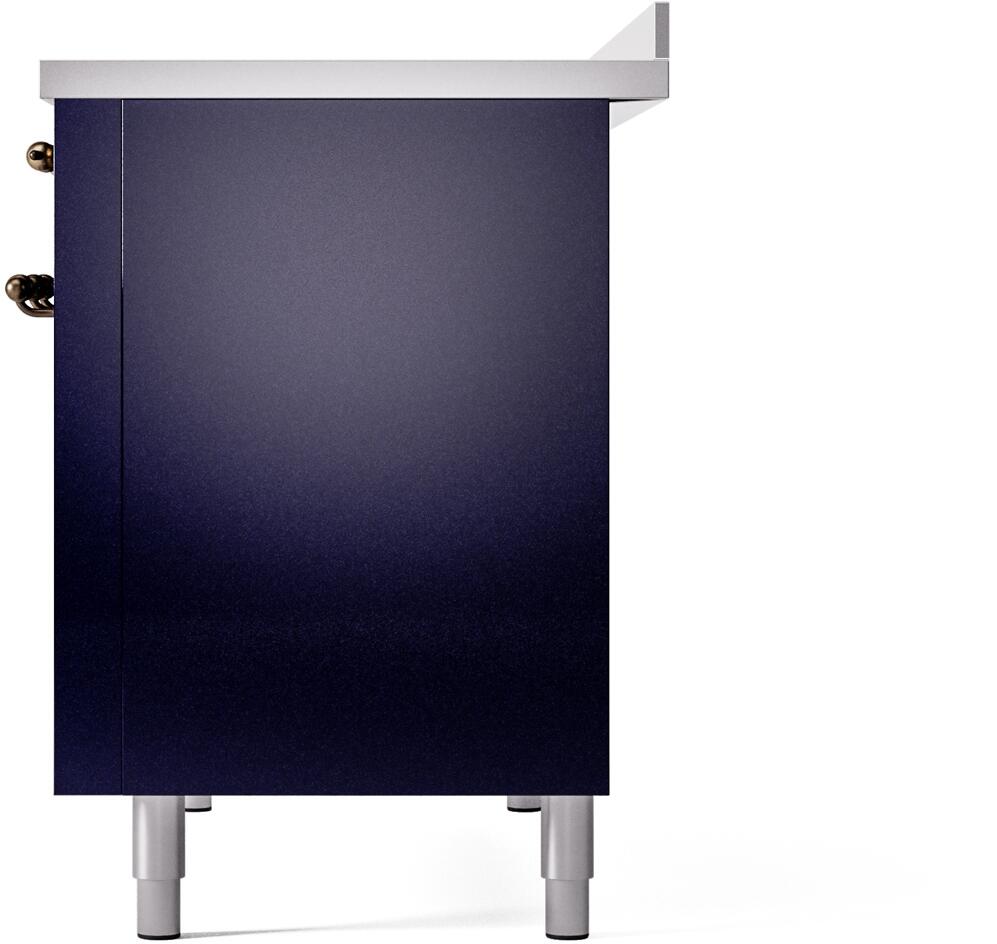 ILVE Nostalgie II 48-Inch Freestanding Electric Induction Range in Midnight Blue with Bronze Trim (UPI486NMPMBB)