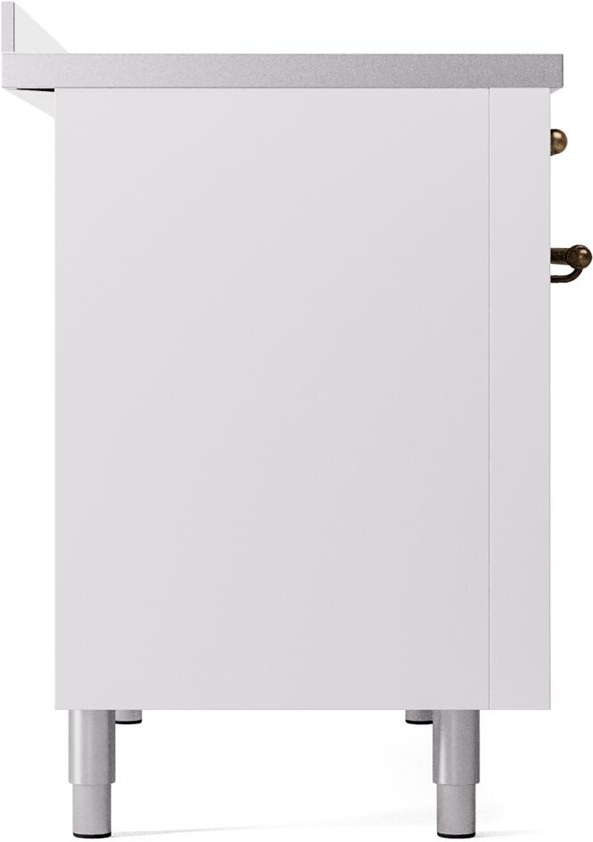 ILVE Nostalgie II 48-Inch Freestanding Electric Induction Range in White with Bronze Trim (UPI486NMPWHB)