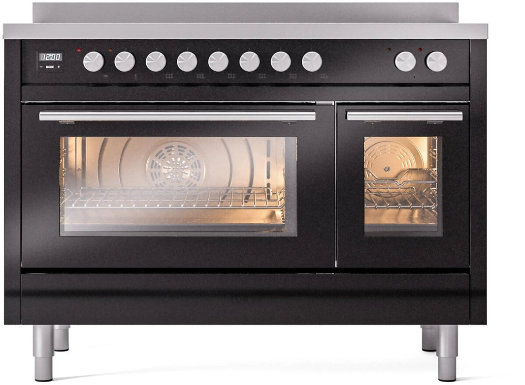 ILVE Professional Plus II 48-Inch Induction Range in Glossy Black (UPI486WMPBK)