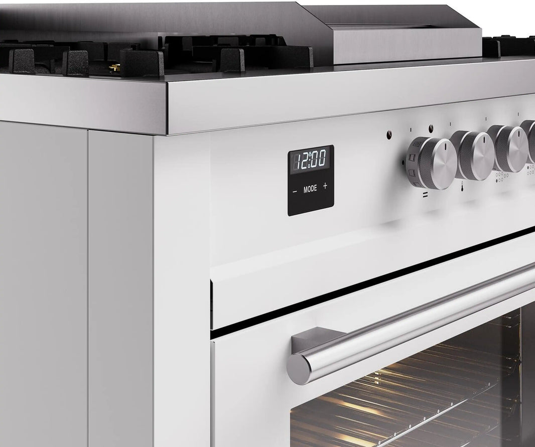 ILVE 60-Inch Professional Plus II Freestanding Dual Fuel Range with 7 Gas Burner in White (UP60FSWMPWH)