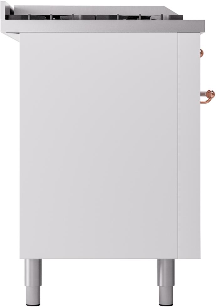 ILVE Nostalgie II 60-Inch Dual Fuel Freestanding Range in White with Copper Trim (UP60FSNMPWHP)