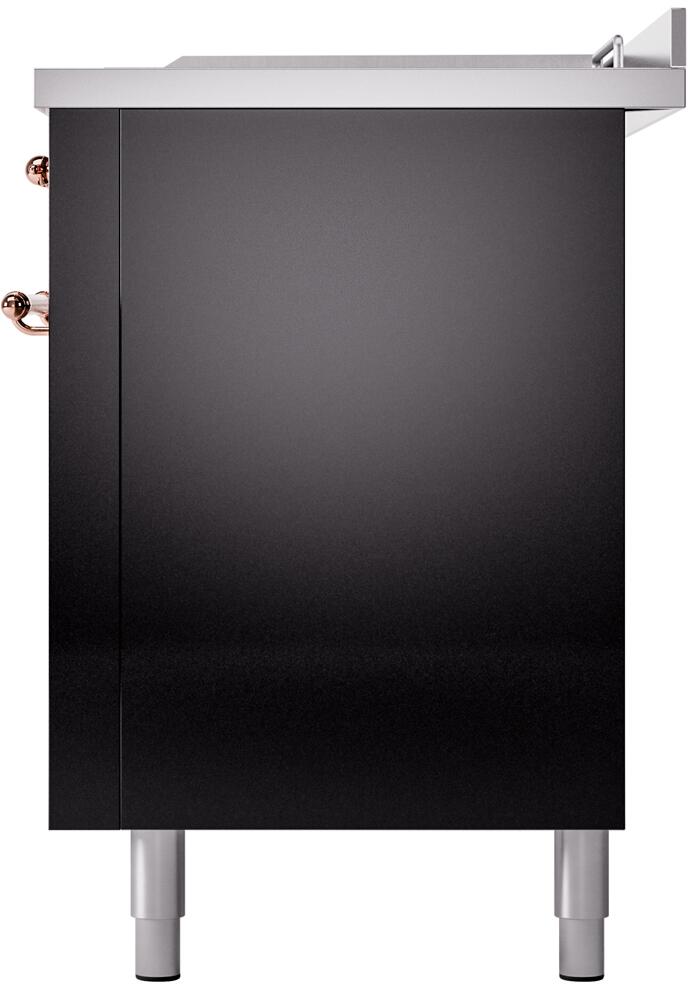 ILVE Nostalgie II 60-Inch Dual Fuel Freestanding Range in Glossy Black with Copper Trim (UP60FSNMPBKP)