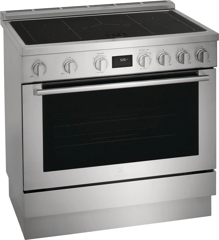 Electrolux 36 Inch Freestanding Induction Range with 5 Induction Zones, 4.4 Cu. Ft. Oven (ECFI3668AS)