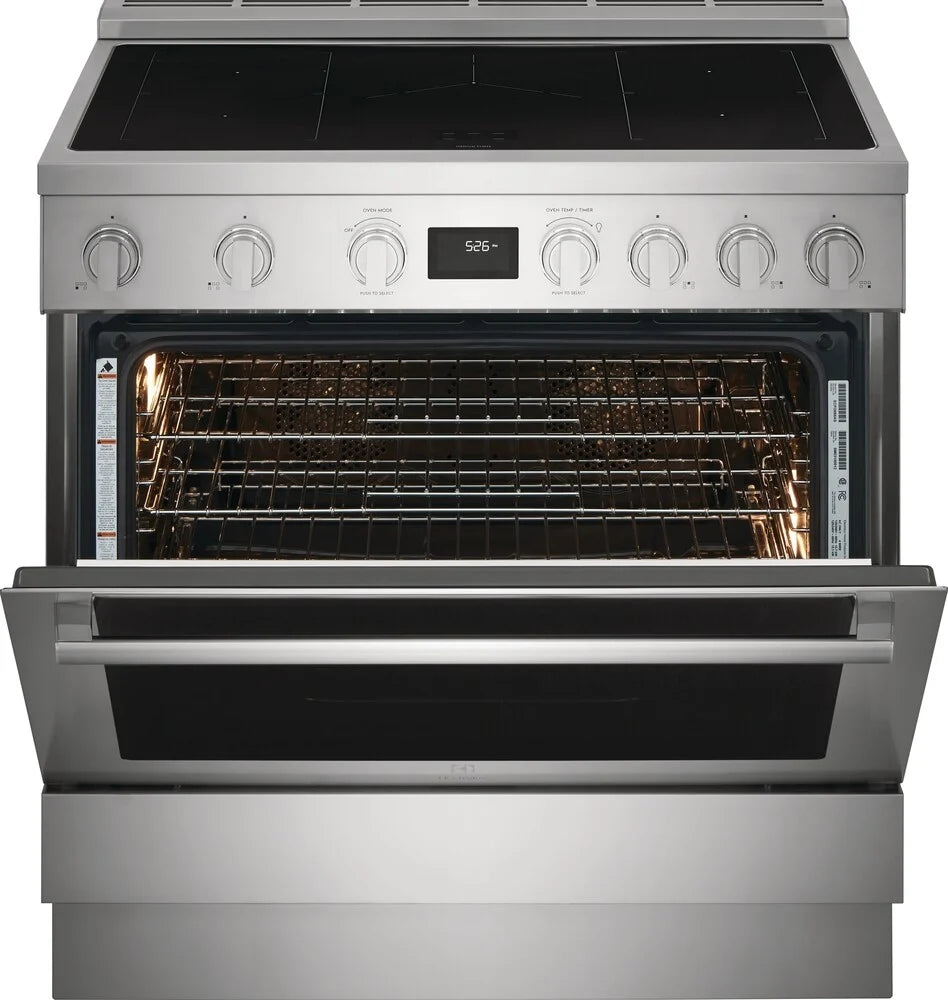 Electrolux 36 Inch Freestanding Induction Range with 5 Induction Zones, 4.4 Cu. Ft. Oven (ECFI3668AS)