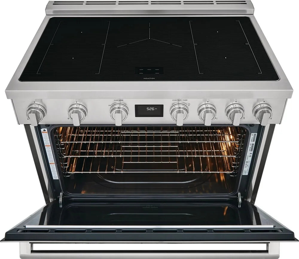 Electrolux 36 Inch Freestanding Induction Range with 5 Induction Zones, 4.4 Cu. Ft. Oven (ECFI3668AS)