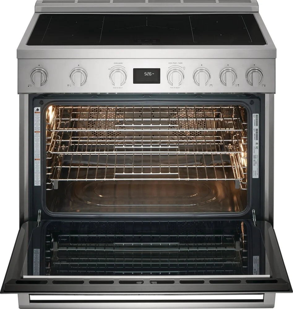 Electrolux 36 Inch Freestanding Induction Range with 5 Induction Zones, 4.4 Cu. Ft. Oven (ECFI3668AS)