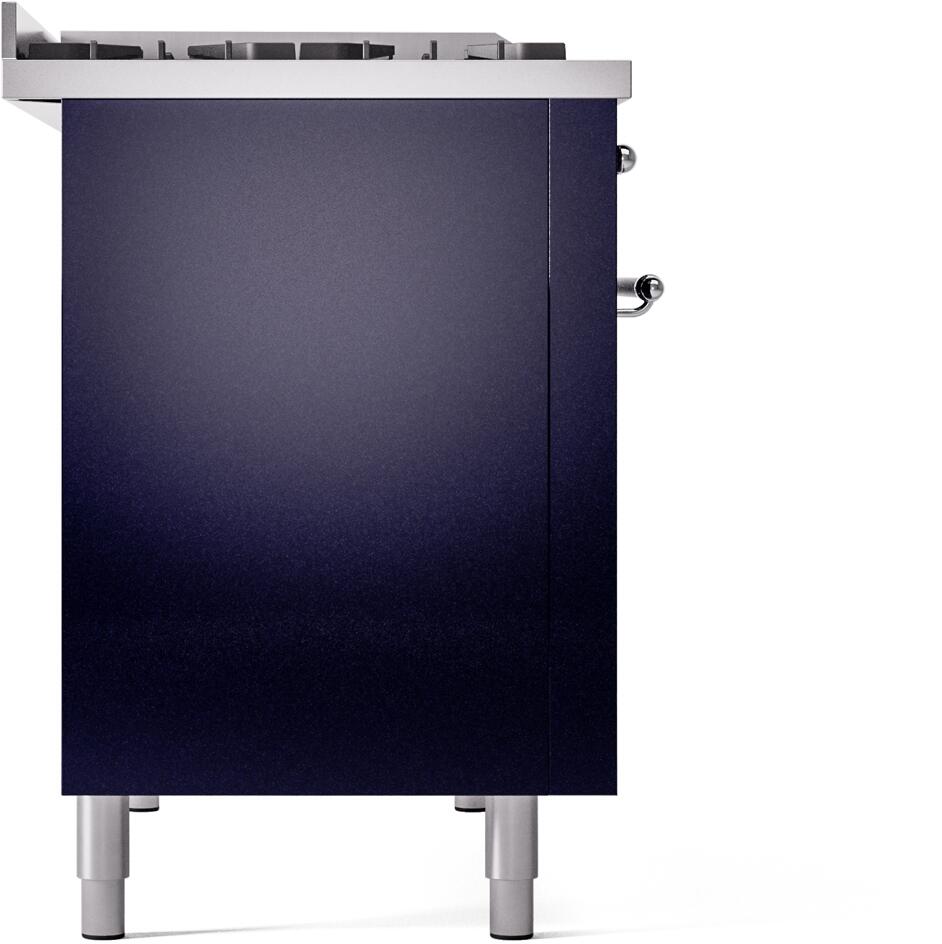 ILVE Nostalgie II 48-Inch Dual Fuel Freestanding Range in Midnight Blue with Chrome Trim (UP48FNMPMBC)