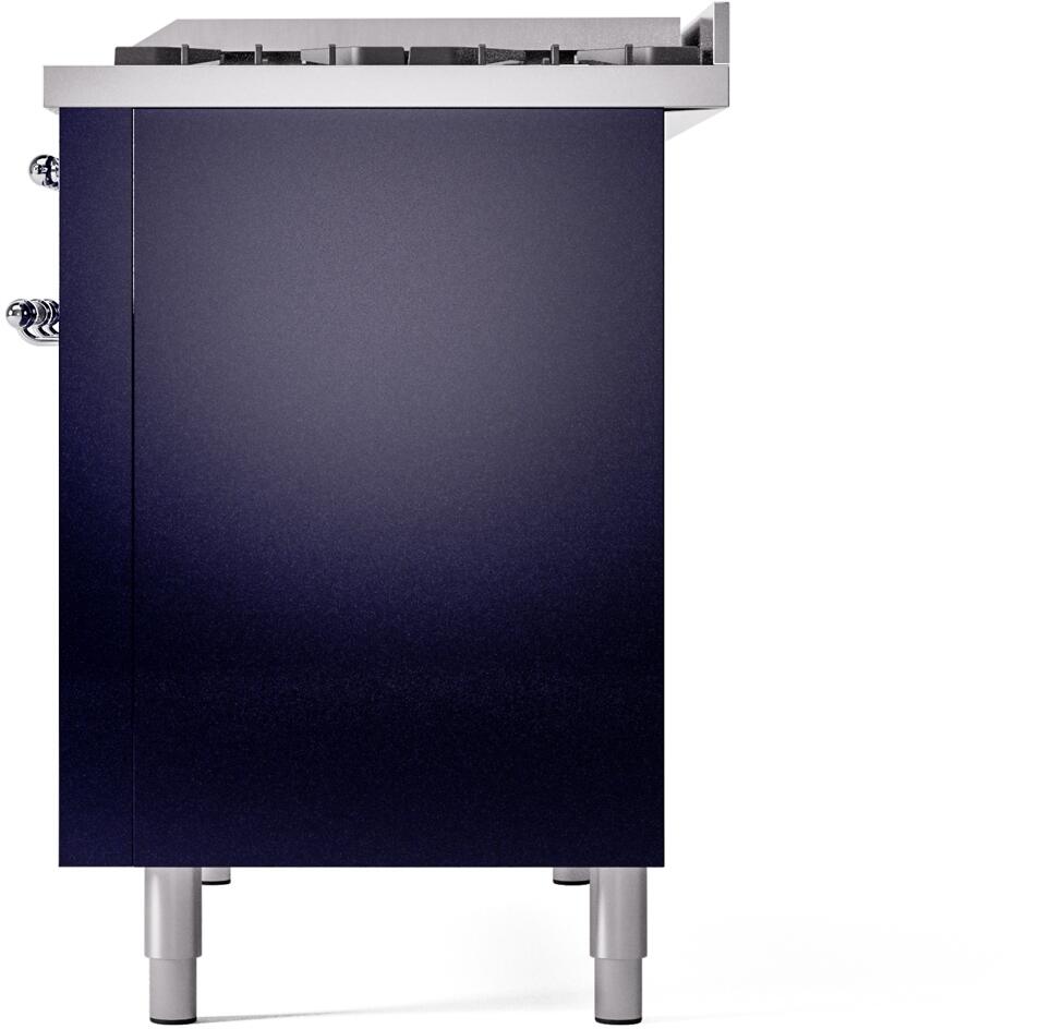 ILVE Nostalgie II 48-Inch Dual Fuel Freestanding Range in Midnight Blue with Chrome Trim (UP48FNMPMBC)