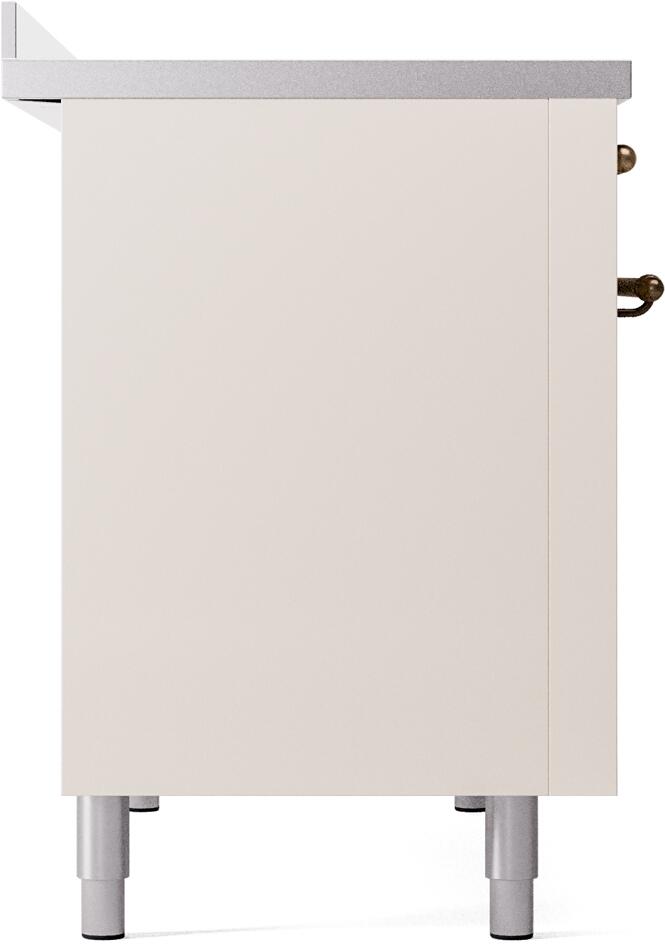 ILVE Nostalgie II 48-Inch Freestanding Electric Induction Range in Antique White with Bronze Trim (UPI486NMPAWB)