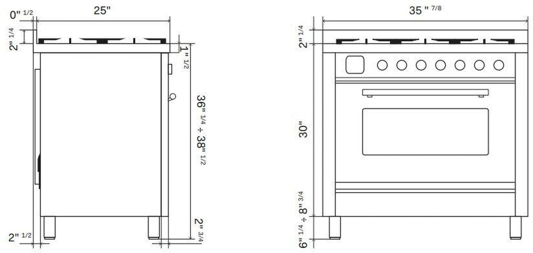 ILVE Professional Plus II 36-Inch Freestanding Dual Fuel Range with 6 Sealed Burner in White (UP36FWMPWH)