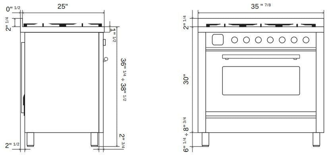 ILVE Professional Plus II 36-Inch Freestanding Dual Fuel Range with 6 Sealed Burner in Matte Graphite (UP36FWMPMG)