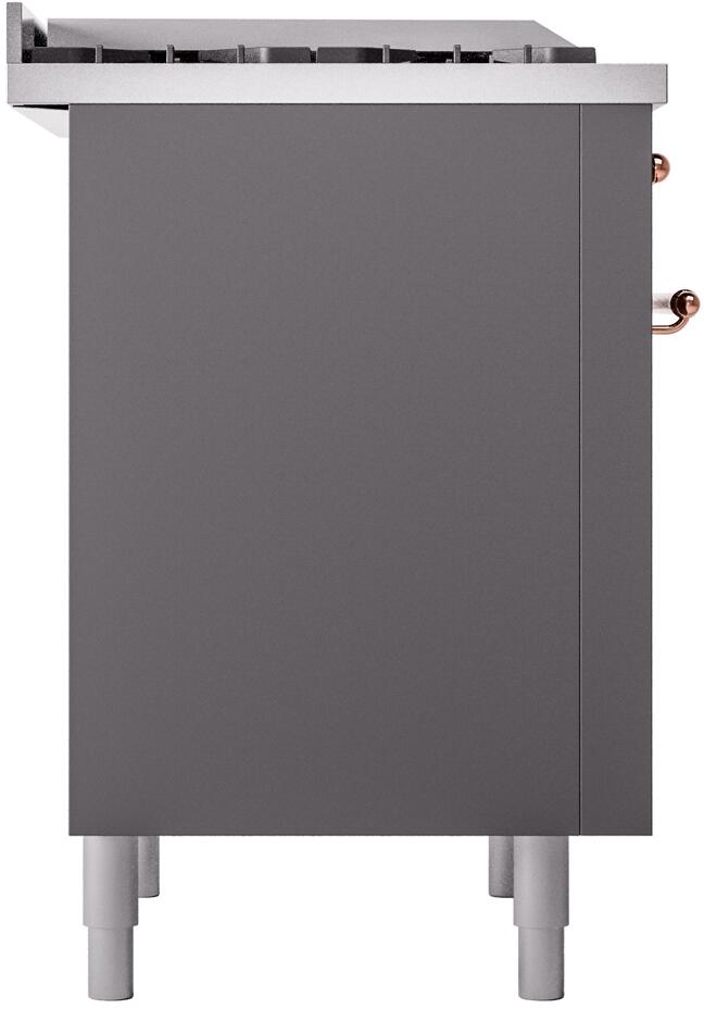 ILVE Nostalgie II 36-Inch Dual Fuel Freestanding Range in Matte Graphite with Copper Trim (UP36FNMPMGP)