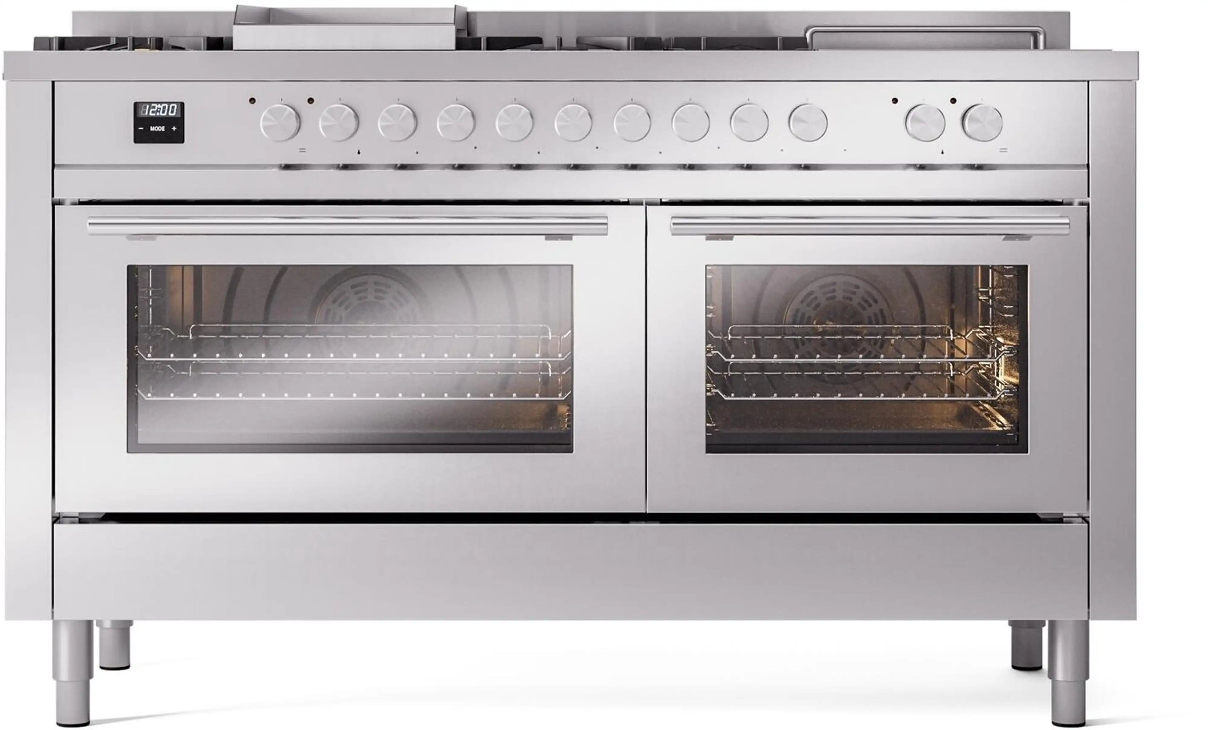 ILVE 60-Inch Professional Plus II Freestanding Dual Fuel Range with 7 Gas Burner in Stainless Steel (UP60FSWMPSS)