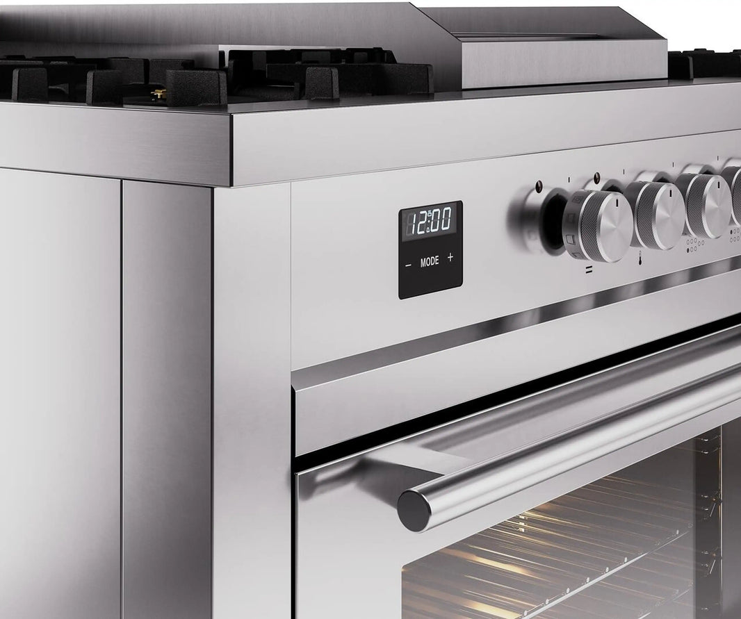 ILVE 60-Inch Professional Plus II Freestanding Dual Fuel Range with 7 Gas Burner in Stainless Steel (UP60FSWMPSS)