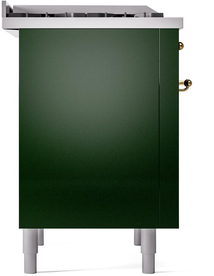 ILVE Nostalgie II 36-Inch Dual Fuel Freestanding Range in Emerald Green with Brass Trim (UP36FNMPEGG)