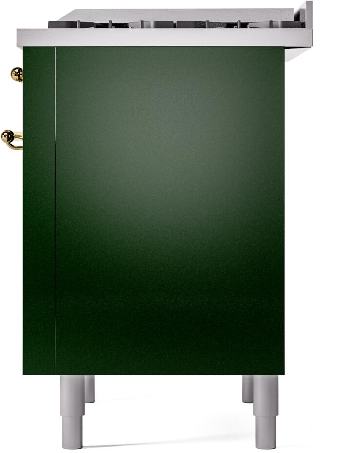 ILVE Nostalgie II 36-Inch Dual Fuel Freestanding Range in Emerald Green with Brass Trim (UP36FNMPEGG)