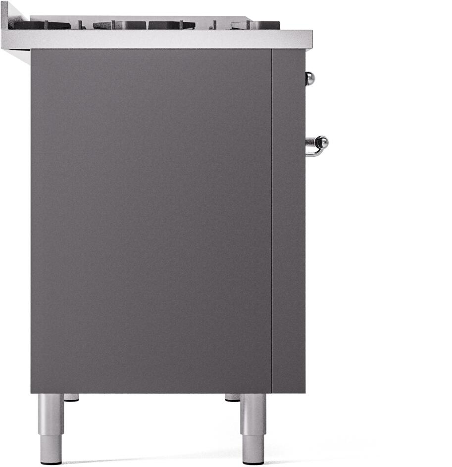 ILVE Nostalgie II 48-Inch Dual Fuel Freestanding Range in Matte Graphite with Chrome Trim (UP48FNMPMGC)