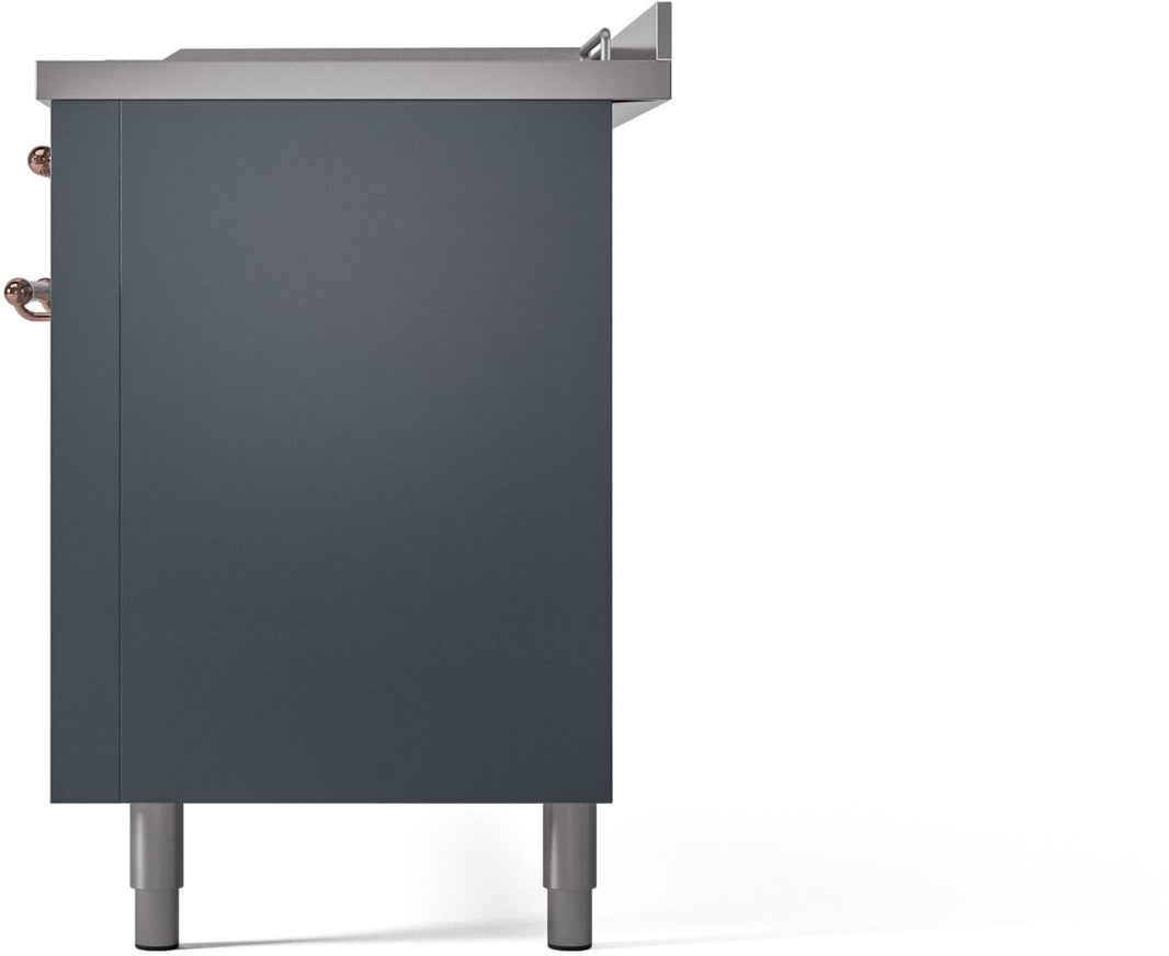 ILVE Nostalgie II 60-Inch Dual Fuel Freestanding Range in Blue Grey with Copper Trim (UP60FSNMPBGP)