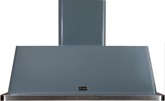 ILVE 48-Inch Majestic Stainless Steel Wall Mount Range Hood with 600 CFM Blower in Blue Grey (UAM120BG)