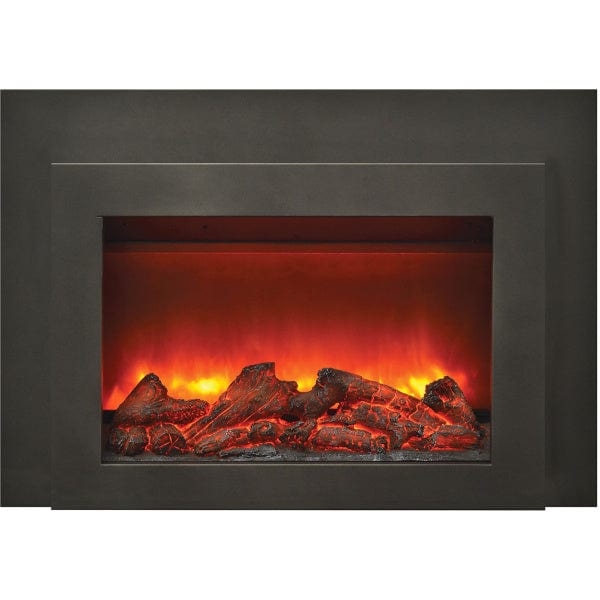 Sierra Flame 30" Electric Fireplace Insert with Black Steel Surround INS-FM-30