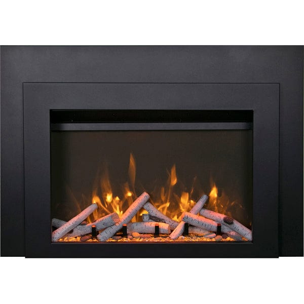 Sierra Flame 30" Electric Fireplace Insert with Black Steel Surround INS-FM-30