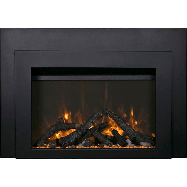 Sierra Flame 30" Electric Fireplace Insert with Black Steel Surround INS-FM-30