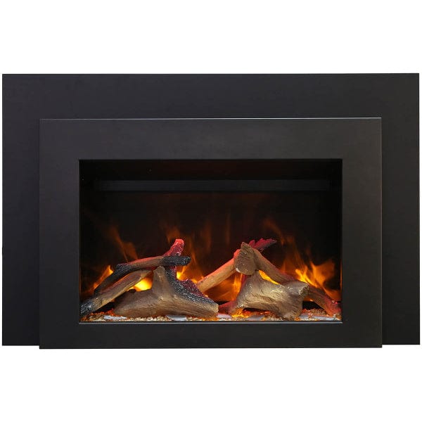 Sierra Flame 30" Electric Fireplace Insert with Black Steel Surround INS-FM-30