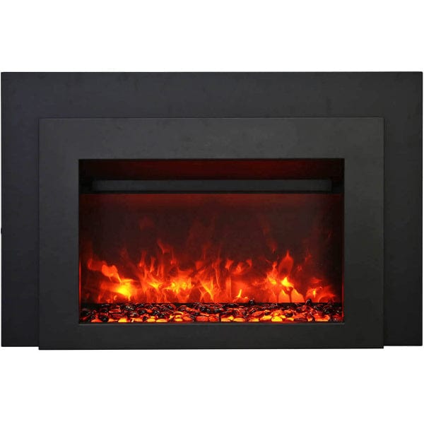 Sierra Flame 30" Electric Fireplace Insert with Black Steel Surround INS-FM-30