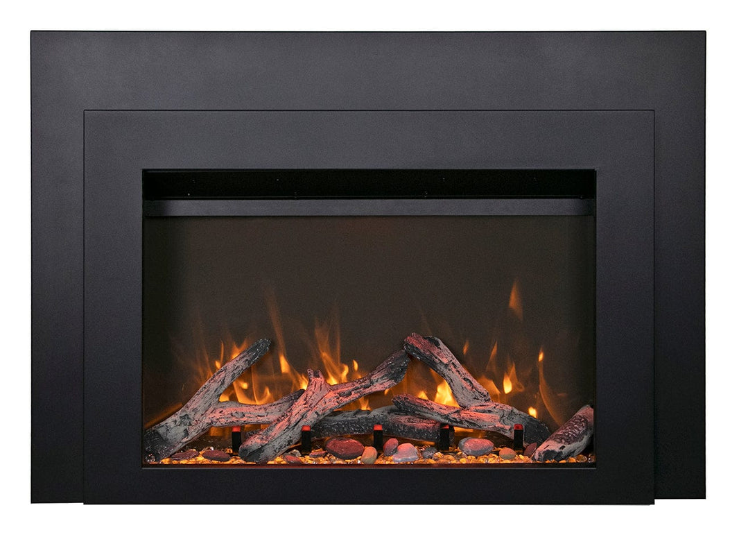 Sierra Flame 34" Electric Fireplace Insert with Black Steel Surround INS-FM-34