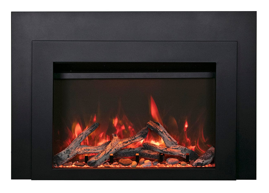 Sierra Flame 34" Electric Fireplace Insert with Black Steel Surround INS-FM-34